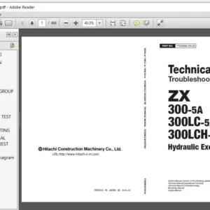 Hitachi ZX300-5A ZX300LC-5A ZX300LCH-5A Hydraulic Excavator Troubleshooting Technical Manual - PDF Download