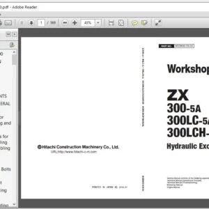 Hitachi ZX300-5A ZX300LC-5A ZX300LCH-5A Hydraulic Excavator Workshop Manual (WDDW90-EN-00) - PDF Download