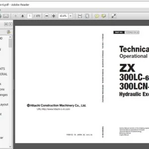 Hitachi ZX300LC-6 ZX300LCN-6 Hydraulic Excavator Operational Principle Technical Manual (TODDN50-EN-00) - PDF Download