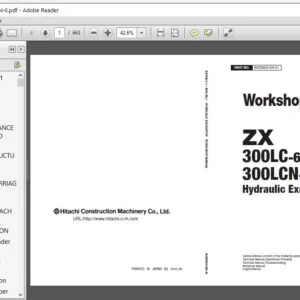 Hitachi ZX300LC-6 ZX300LCN-6 Hydraulic Excavator Workshop Manual (WDDN50-EN-00) - PDF Download