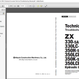 Hitachi ZX330-5A ZX330LC-5A ZX350H-5A ZX350LCH-5A ZX350K-5A ZX350LCK-5A Hydraulic Excavator Troubleshooting Technical Manual - PDF Download