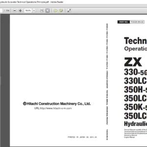 Hitachi ZX330-5G 330LC-5G 350H-5G 350LCH-5G 350K-5G Excavator Technical Operational Principle Manual TODDE-EN-00 - PDF DOWNLOAD