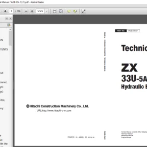 Hitachi ZX33U-5A Hydraulic Excavator Technical Manual (TADB-EN-1) - PDF DOWNLOAD