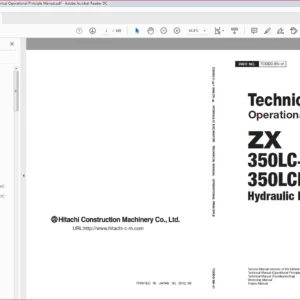 Hitachi ZX350LC-5B ZX350LCN-5B Hydraulic Excavator Technical Operational Principle Manual - PDF Download