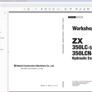 Hitachi ZX350LC-5B ZX350LCN-5B Hydraulic Excavator Technical Workshop Manual (WDDD-EN-00) - PDF Download