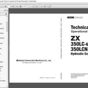 Hitachi ZX350LC-6 350LCN-6 Hydraulic Excavator Technical  Operational Principle Manual - PDF DOWNLOAD