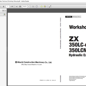 Hitachi ZX350LC-6 ZX350LCN-6 Hydraulic Excavator Technical Workshop Manual (WDDQ50-EN-00) - PDF Download