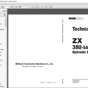 Hitachi ZX38U-5A Hydraulic Excavator Technical Manual - PDF DOWNLOAD