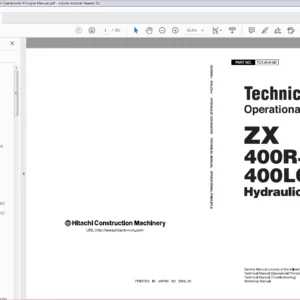 Hitachi ZX400R-3 ZX400LCH-3 Hydraulic Excavator Technical Operational Principle Manual (TO1JK-E-00) - PDF Download