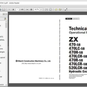Hitachi ZX470-5B ZX470LC-5B ZX470H-5B ZX470LCH-5B ZX470R-5B ZX470LCR-5B ZX520LCH-5B Hydraulic Excavator Technical Operational Principle Manual (TOJAA-EN-01) - PDF Download