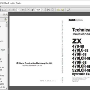 Hitachi ZX470-5B ZX470LC-5B ZX470H-5B ZX470LCH-5B ZX470R-5B ZX470LCR-5B ZX520LCH-5B Hydraulic Excavator Troubleshooting Manual (TTJAA-EN-01) - PDF Download