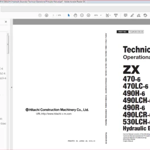 Hitachi ZX470-6 ZX470LC-6 ZX490H-6 ZX490LCH-6 ZX490R-6 ZX490LCR-6 ZX530LCH-6 Hydraulic Excavator Technical Operational Principle Manual - PDF Download