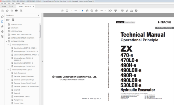 Hitachi ZX470-6 ZX470LC-6 ZX490H-6 ZX490LCH-6 ZX490R-6 ZX490LCR-6 ...