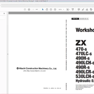 Hitachi ZX470-6 ZX470LC-6 ZX490H-6 ZX490LCH-6 ZX490R-6 ZX490LCR-6 ZX530LCH-6 Hydraulic Excavator Technical Workshop Manual - PDF Download
