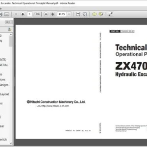 Hitachi ZX470LC-5G Hydraulic Excavator Technical Operational Principle Manual - PDF DOWNLOAD