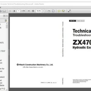 Hitachi ZX470LC-5G Hydraulic Excavator Technical Troubleshooting Manual - PDF DOWNLOAD