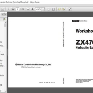 Hitachi ZX470LC-5G Hydraulic Excavator Workshop Manual - PDF DOWNLOAD