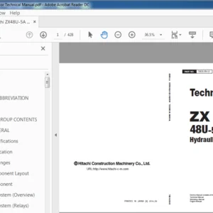 Hitachi ZX48U-5A Hydraulic Excavator Technical Manual - PDF DOWNLOAD
