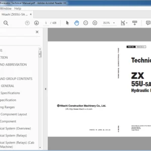 Hitachi ZX55U-5A Hydraulic Excavator Technical Manual - PDF DOWNLOAD