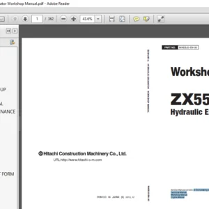 Hitachi ZX55USR-5A Hydraulic Excavator Workshop Manual - PDF DOWNLOAD