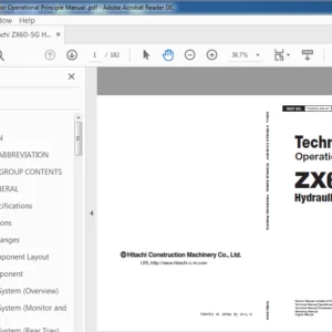 Hitachi ZX60-5G Hydraulic Excavator Operational Principle Manual - PDF DOWNLOAD