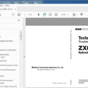 Hitachi ZX60-5G Hydraulic Excavator Troubleshooting Manual - PDF DOWNLOAD