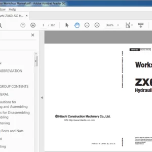 Hitachi ZX60-5G Hydraulic Excavator Workshop Manual - PDF DOWNLOAD