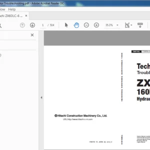 Hitachi ZX60LC-6 Hydraulic Excavator Troubleshooting Manual - PDF DOWNLOAD