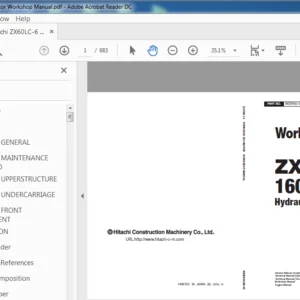 Hitachi ZX60LC-6 Hydraulic Excavator Workshop Manual - PDF DOWNLOAD