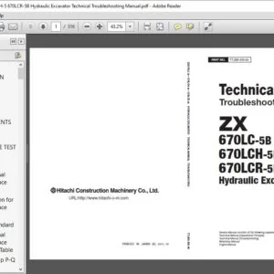 Hitachi ZX670LC-5B ZX670LCH-5 670LCR-5B Hydraulic Excavator Technical Troubleshooting Manual - PDF DOWNLOAD