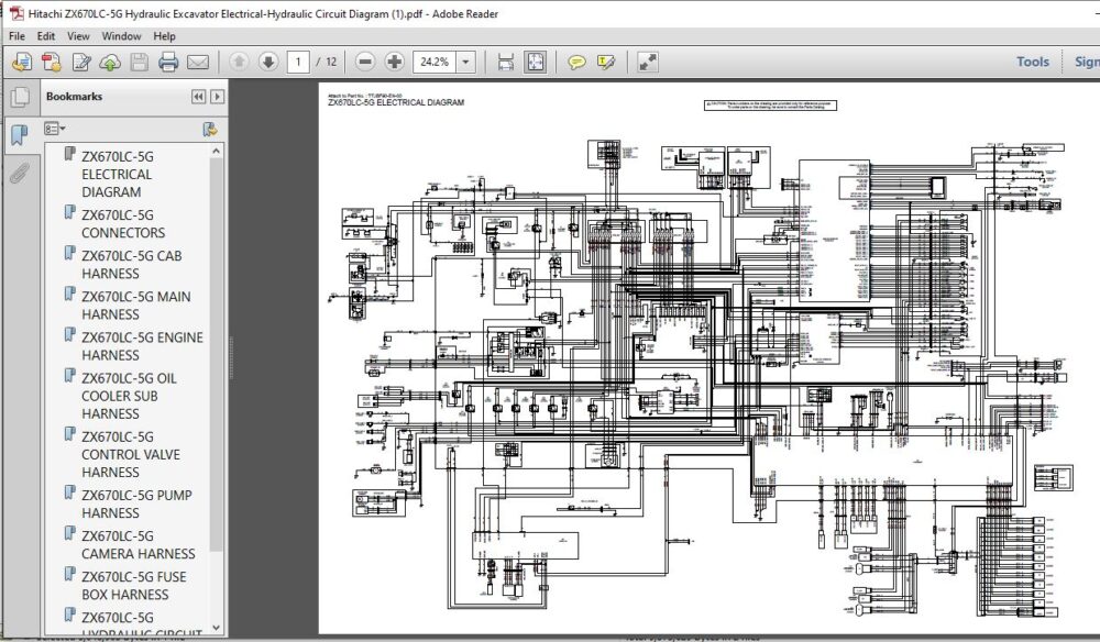Hitachi ZX670LC-5G Hydraulic Excavator Electrical-Hydraulic Circuit ...