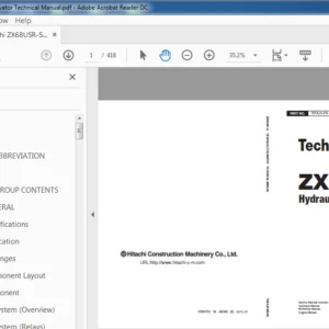 Hitachi ZX68USR-5A Hydraulic Excavator Technical Manual - PDF DOWNLOAD