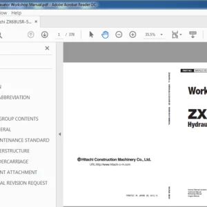 Hitachi ZX68USR-5A Hydraulic Excavator Workshop Manual - PDF DOWNLOAD