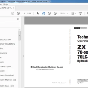 Hitachi ZX70-5G 70LC-5G Hydraulic Excavator  Operational Principle Manual - PDF DOWNLOAD