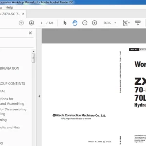 Hitachi ZX70-5G 70LC-5G Hydraulic Excavator Workshop Manual - PDF DOWNLOAD