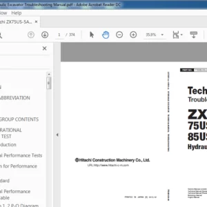 Hitachi ZX75US-5A 85US-5A Hydraulic Excavator Troubleshooting Manual - PDF DOWNLOAD