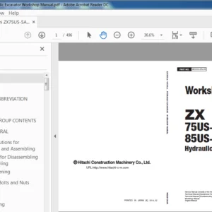 Hitachi ZX75US-5A 85US-5A Hydraulic Excavator Workshop Manual - PDF DOWNLOAD
