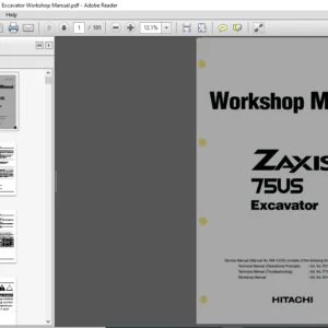 Hitachi ZX75US Hydraulic Excavator Workshop Manual - PDF DOWNLOAD