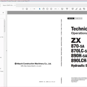 Hitachi ZX870-5A 870LC-5A 890H-5A 890LCH-5A Excavator Operational Principle Manual - PDF DOWNLOAD