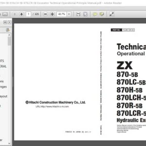 Hitachi ZX870-5B 870LC-5B 870H-5B 870LCH-5B 870LCR-5B Operational Principle Technical  Manual - PDF DOWNLOAD
