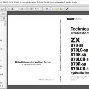 Hitachi ZX870-5B 870LC-5B 870H-5B 870LCH-5B 870LCR-5B Hydraulic Excavator Technical Troubleshooting Manual - PDF DOWNLOAD