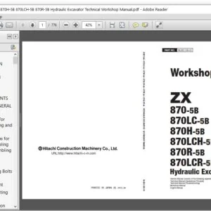 Hitachi ZX870-5B 870LC-5B 870H-5B 870LCH-5B 870R-5B Hydraulic Excavator Workshop Manual - DOWNLOAD
