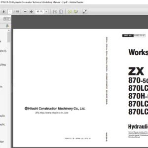 Hitachi ZX870-5G 870LC-5G 870H-5G 870LCH-5G 870LCR-5G  Excavator Technical Workshop Manual - PDF DOWNLOAD
