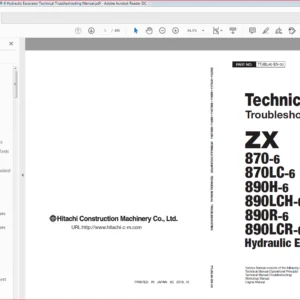 Hitachi ZX870-6 870LC-6 890H-6 890LCH-6 890R-6 890LCR-6 Excavator Technical Troubleshooting Manual - PDF DOWNLOAD