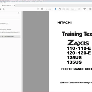 Hitachi Zaxis 110 110-E 120 120-E 125US 135US Excavator Performance Check Manual - PDF DOWNLOAD