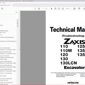Hitachi Zaxis 110 110M 120 130 125US 135US Troubleshooting Manual - PDF DOWNLOAD