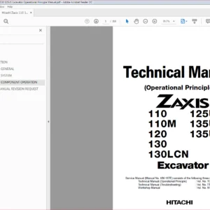 Hitachi Zaxis 110 110M 120 130 125US Excavator Operational Principle Manual - PDF DOWNLOAD