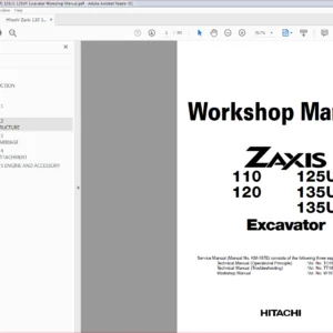 Hitachi Zaxis 110 120 125US 135US 135UR Excavator Workshop Manual - PDF DOWNLOAD