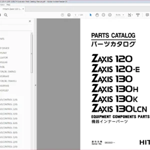 Hitachi Zaxis 110 120-E 130 130-H 130K 130LCN Excavator Parts Catalog Manual - PDF DOWNLOAD