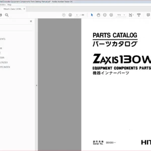 Hitachi Zaxis 130W Equipment Components Parts+Excavator Parts Catalog Manual - PDF DOWNLOAD